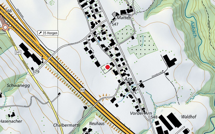 Karte mit dem Standort von Schule Arn (Schule)