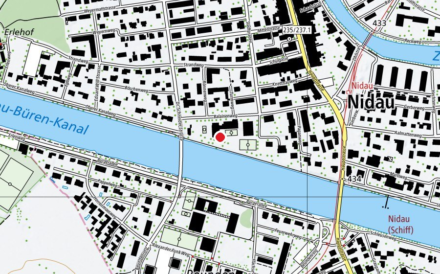 Carte indiquant l’emplacement de Schule Balainen Nidau (École)