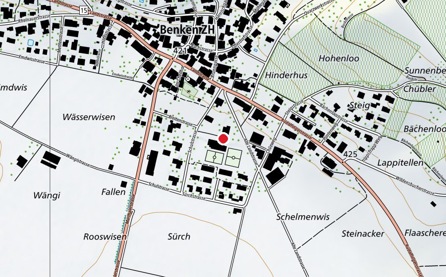 Map showing the location of Schule Benken (School)