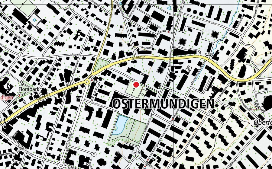 Map showing the location of Schule Bernstrasse (School)