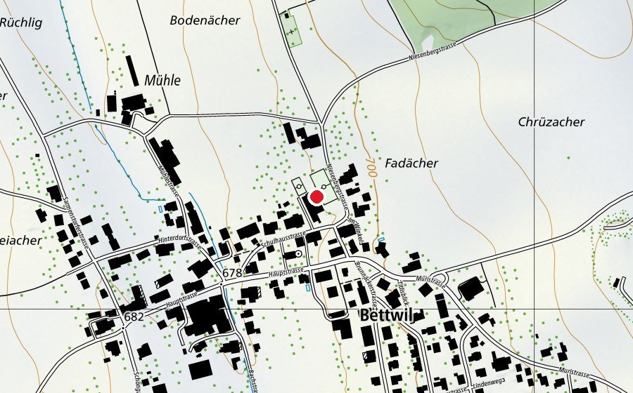 Map showing the location of Schule Bettwil (School)