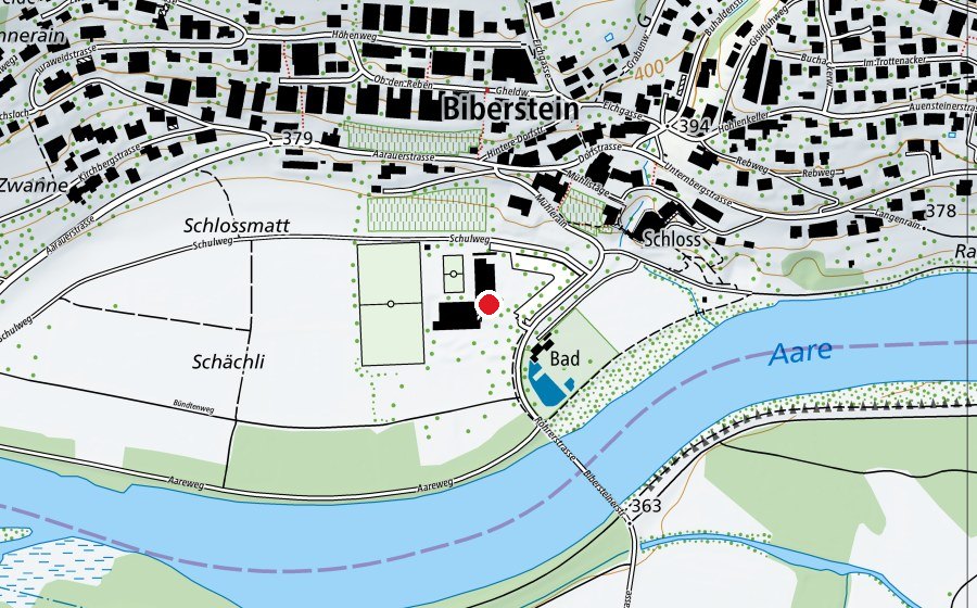 Map showing the location of Schule Biberstein (School)