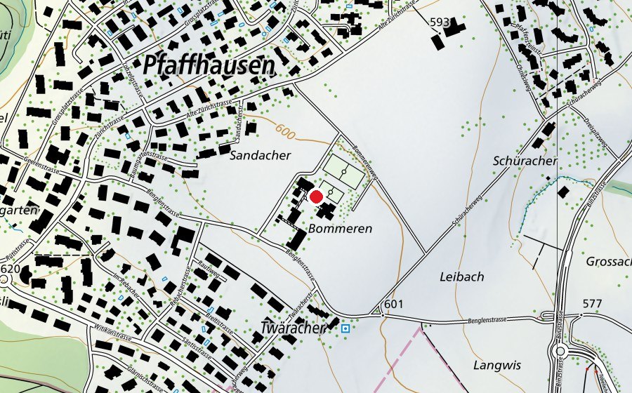 Karte mit dem Standort von Schule Bommern (Schule)