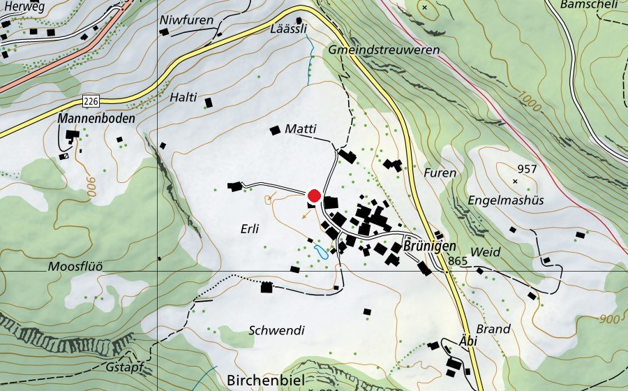 Carte indiquant l’emplacement de Schule Brünigen (École)