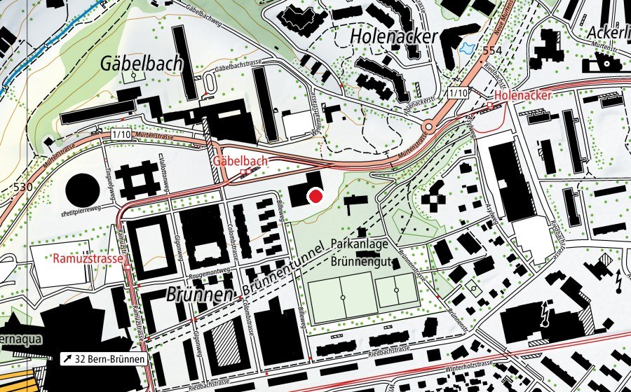 Map showing the location of Schule Brünnen (School)