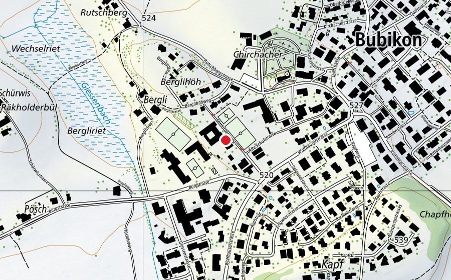 Carte indiquant l’emplacement de Schule Bubikon (École)