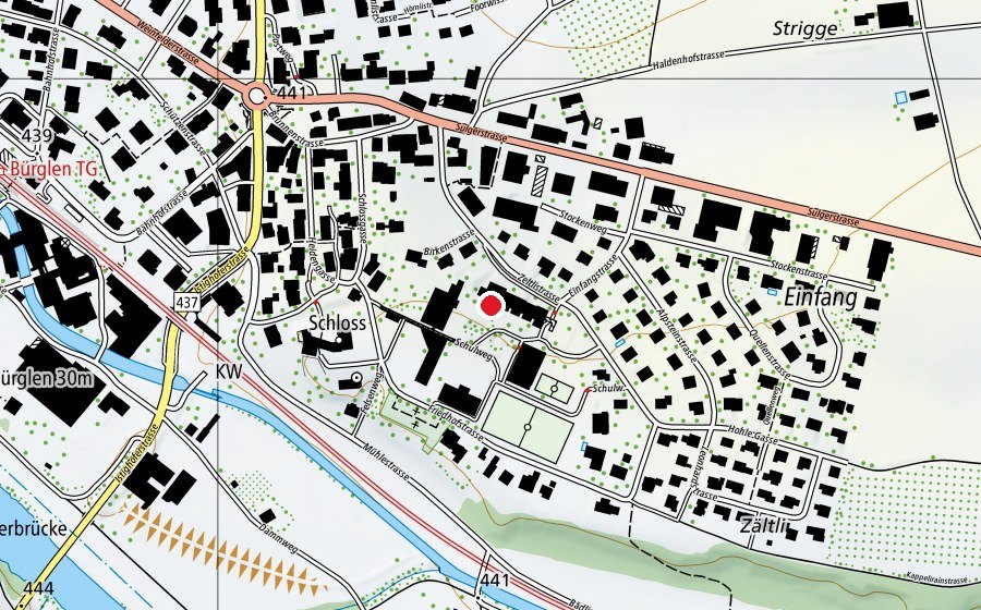 Map showing the location of Schule Bürglen (School)