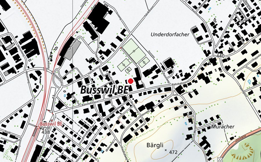 Karte mit dem Standort von Schule Busswil Lyss (Schule)