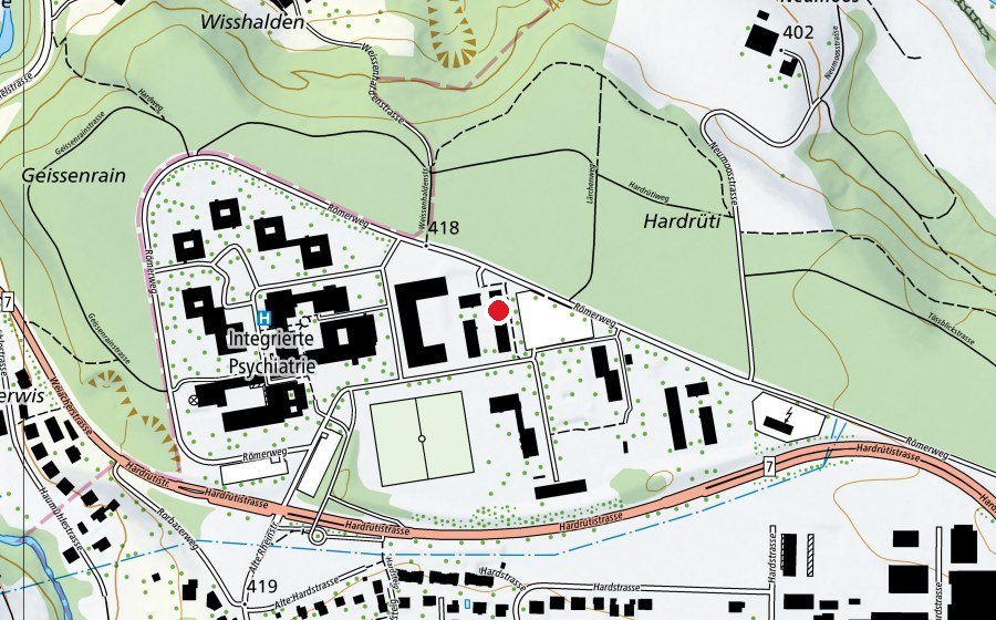 Carte indiquant l’emplacement de Schule des Bundesasylzentrums Embrach (École)
