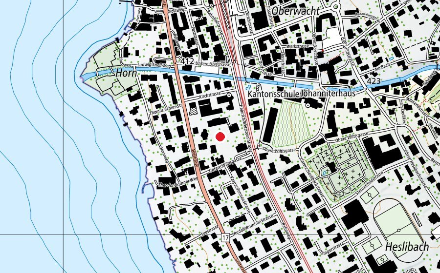 Map showing the location of Schule Dorf (School)