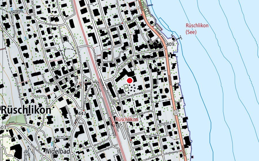 Map showing the location of Schule Dorf (School)