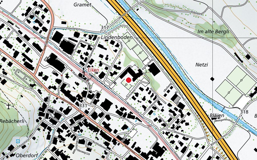 Mappa con la posizione di Schule Eiken (Scuola)