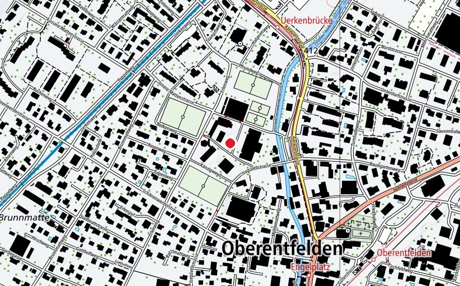 Carte indiquant l’emplacement de Schule Entfelden (École)