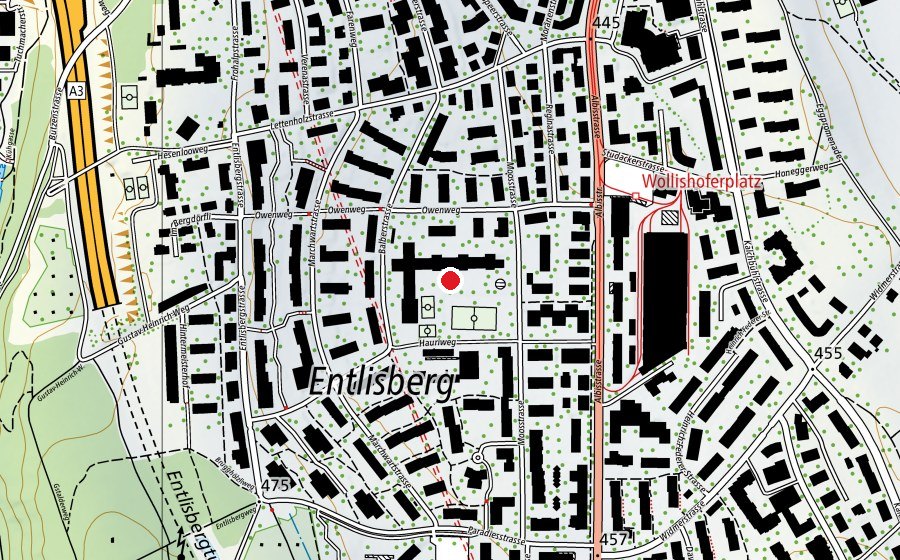 Mappa con la posizione di Schule Entlisberg (Scuola)