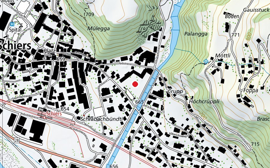 Carte indiquant l’emplacement de Schule Farb (École)