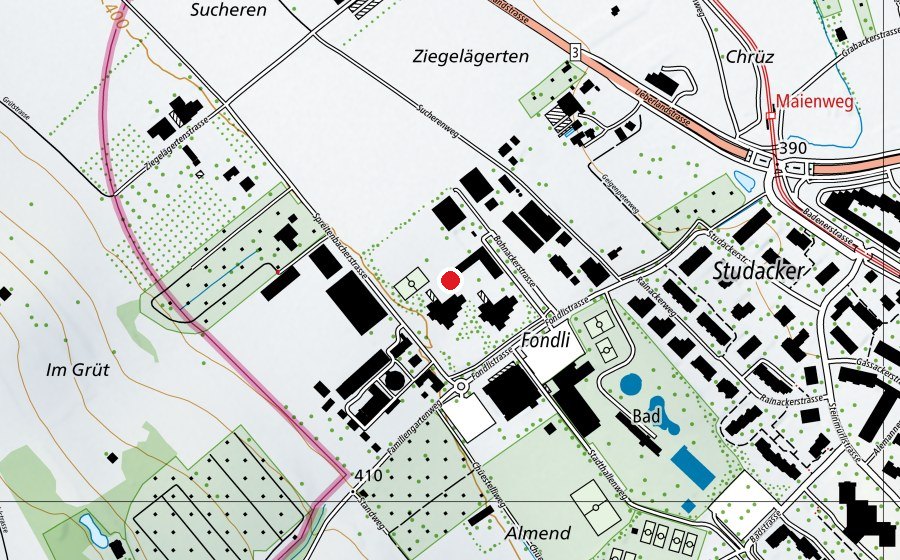 Karte mit dem Standort von Schule Fondli (Schule)