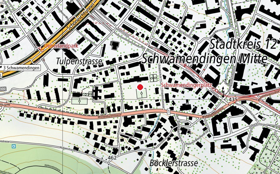 Map showing the location of Schule Friedrichstrasse (School)