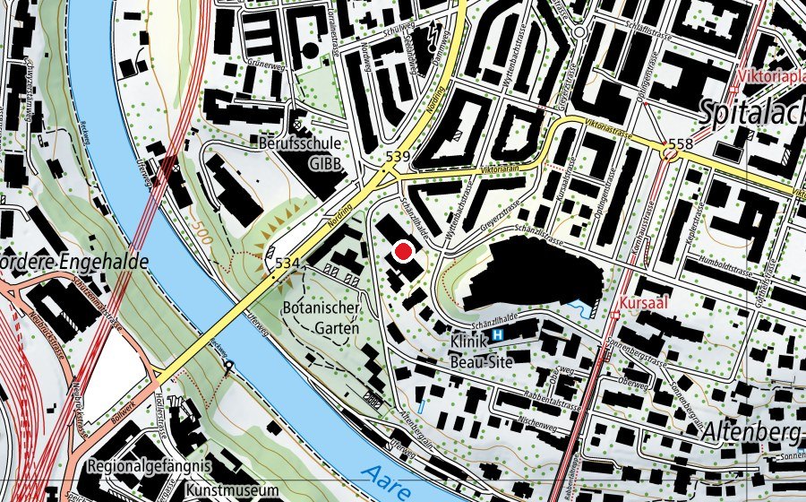 Karte mit dem Standort von Schule für Gestaltung Bern und Biel (Schule)