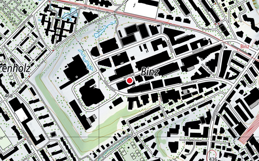Map showing the location of Schule für Kunst und Design Zürich (School)