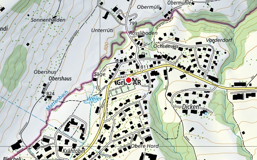 Mappa con la posizione di Schule Grub AR (Scuola)