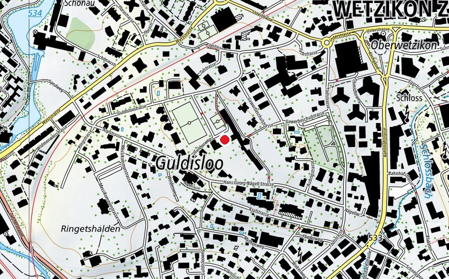 Carte indiquant l’emplacement de Schule Guldisloo (École)