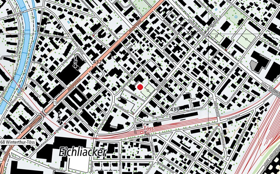 Map showing the location of Schule Gutenberg (School)