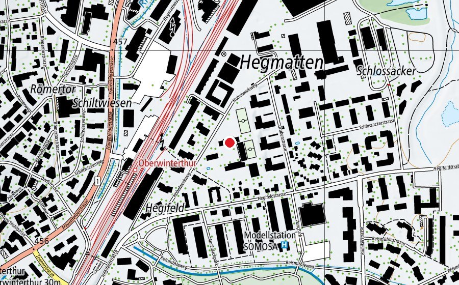 Map showing the location of Schule Hegifeld (School)
