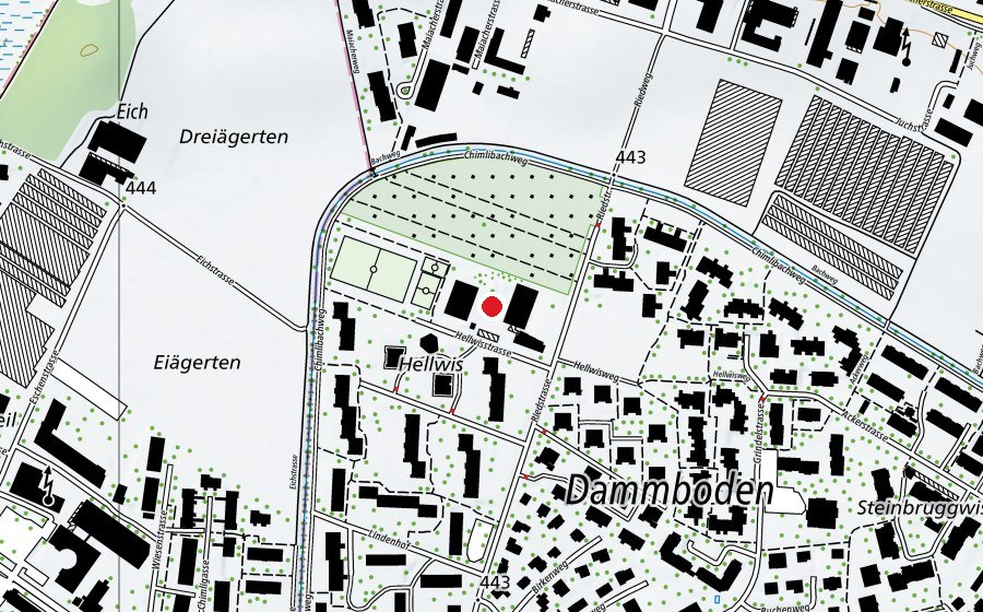 Map showing the location of Schule Hellwis (School)
