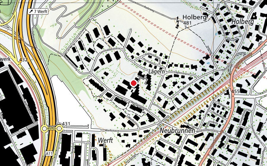 Map showing the location of Schule Hinterwiden (School)