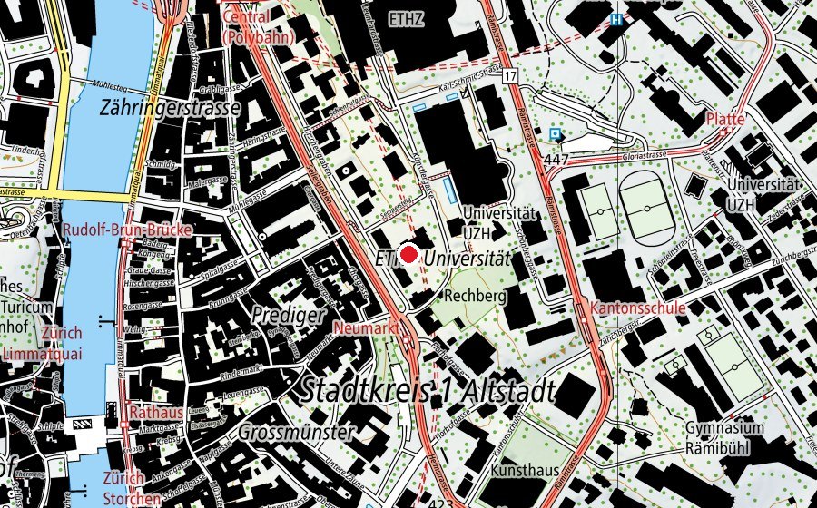 Carte indiquant l’emplacement de Schule Hirschengraben (École)