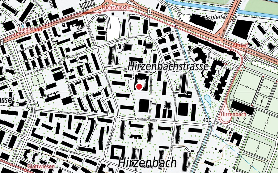 Carte indiquant l’emplacement de Schule Hirzenbach (École)