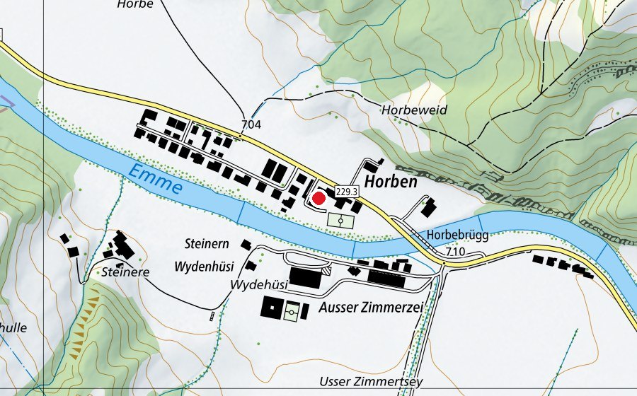 Carte indiquant l’emplacement de Schule Horben (École)