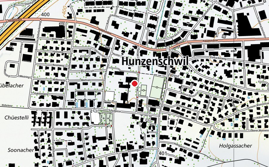 Map showing the location of Schule Hunzenschwil (School)