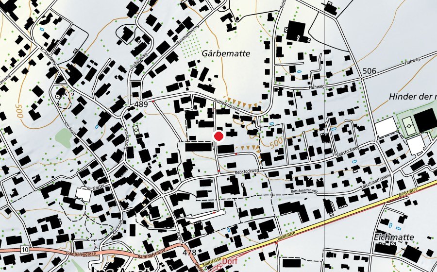 Map showing the location of Schule Ins (School)