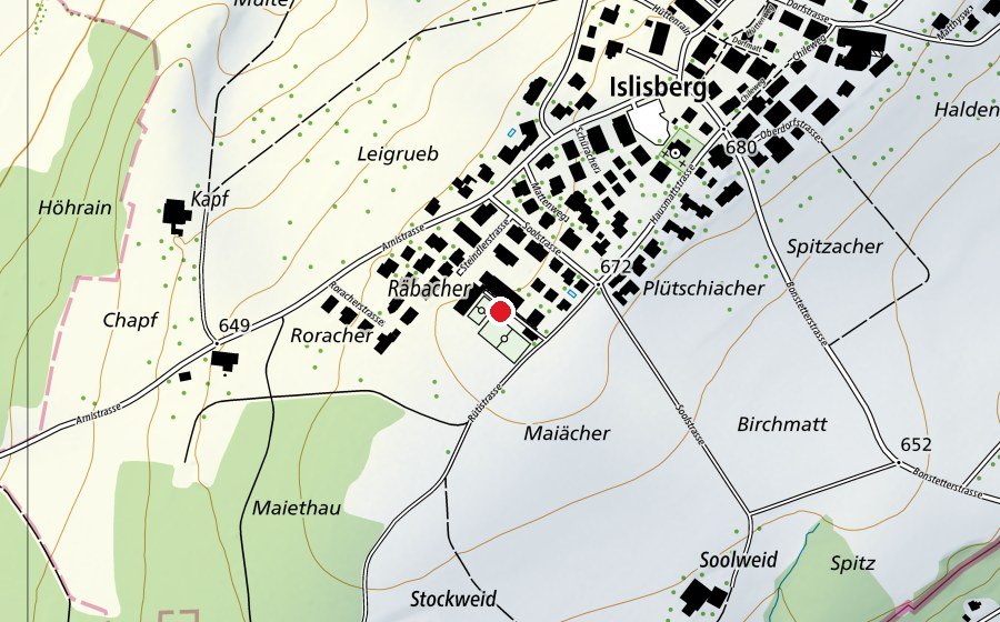 Carte indiquant l’emplacement de Schule Islisberg (École)