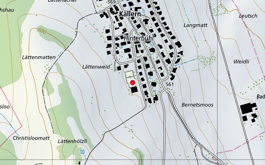 Map showing the location of Schule Kallern (School)