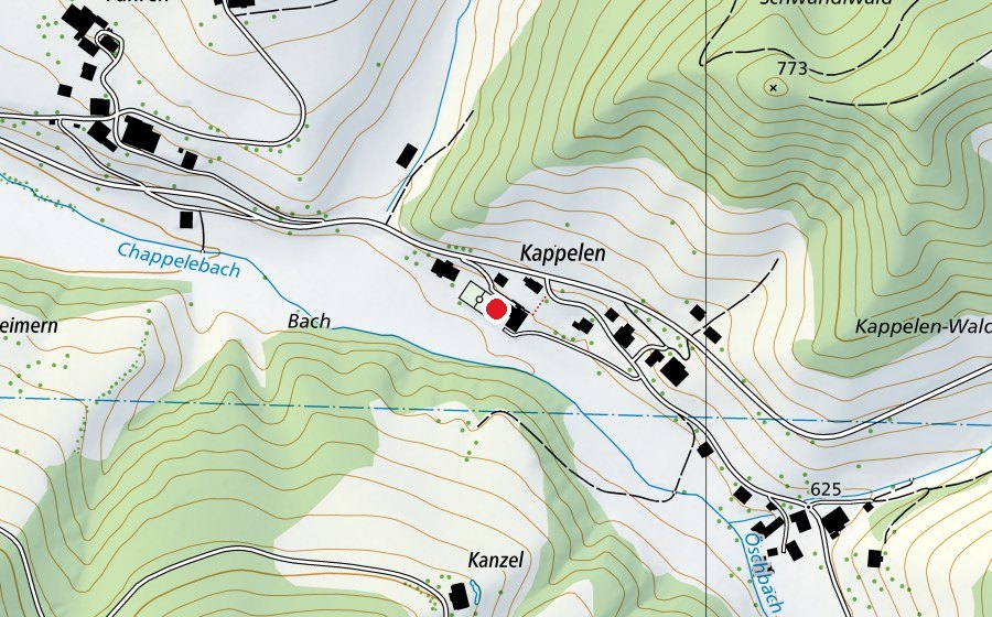 Carte indiquant l’emplacement de Schule Kappelen (École)