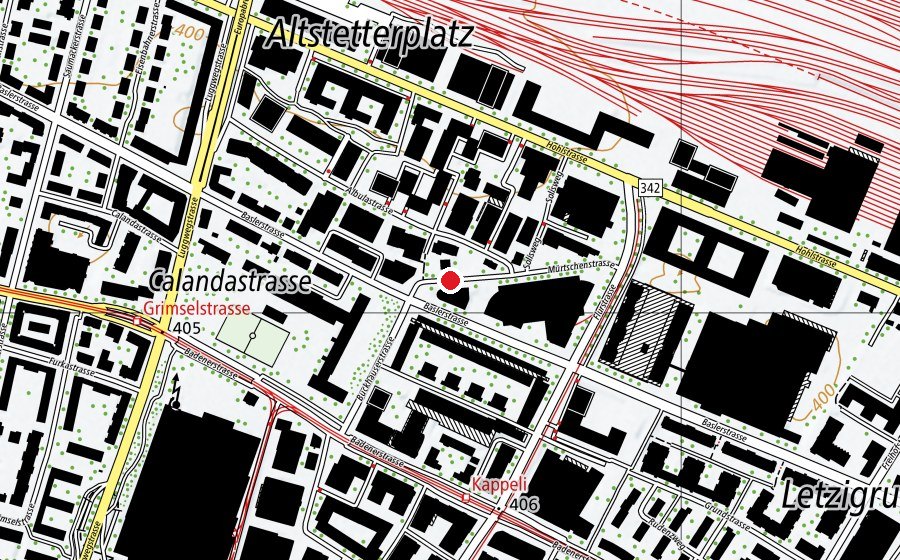 Map showing the location of Schule Kappeli Sekundar (School)