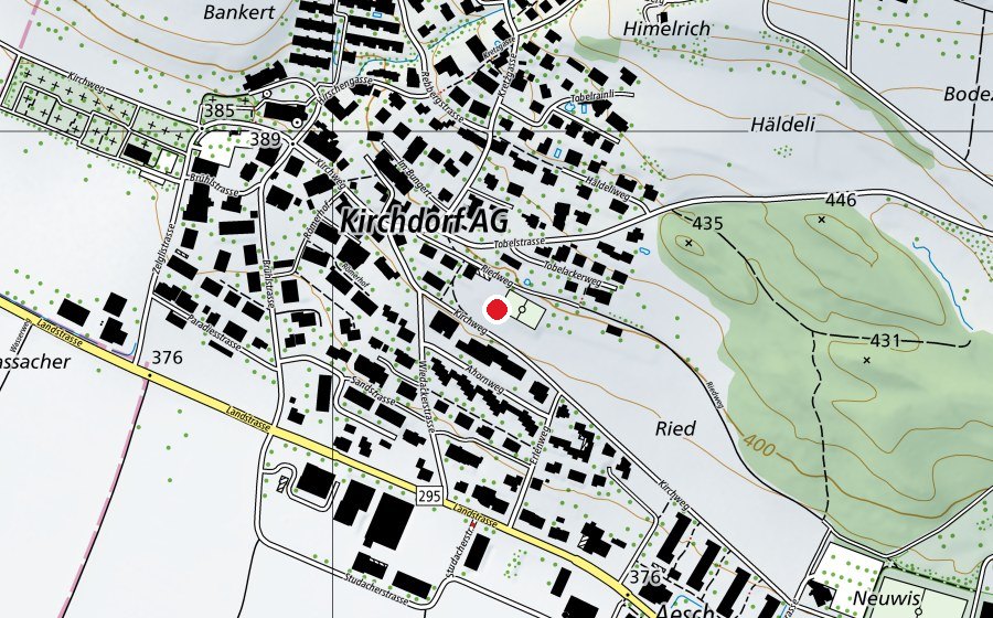 Map showing the location of Schule Kirchdorf (School)