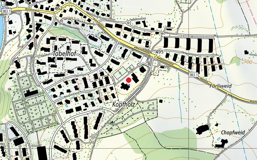 Map showing the location of Schule Kopfholz (School)