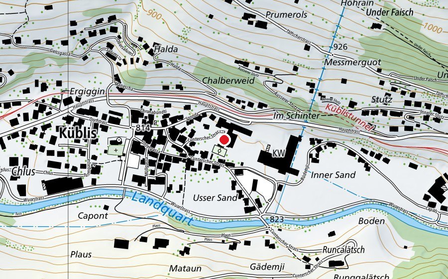Karte mit dem Standort von Schule Küblis (Schule)