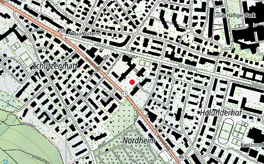 Map showing the location of Schule Kügeliloo (School)