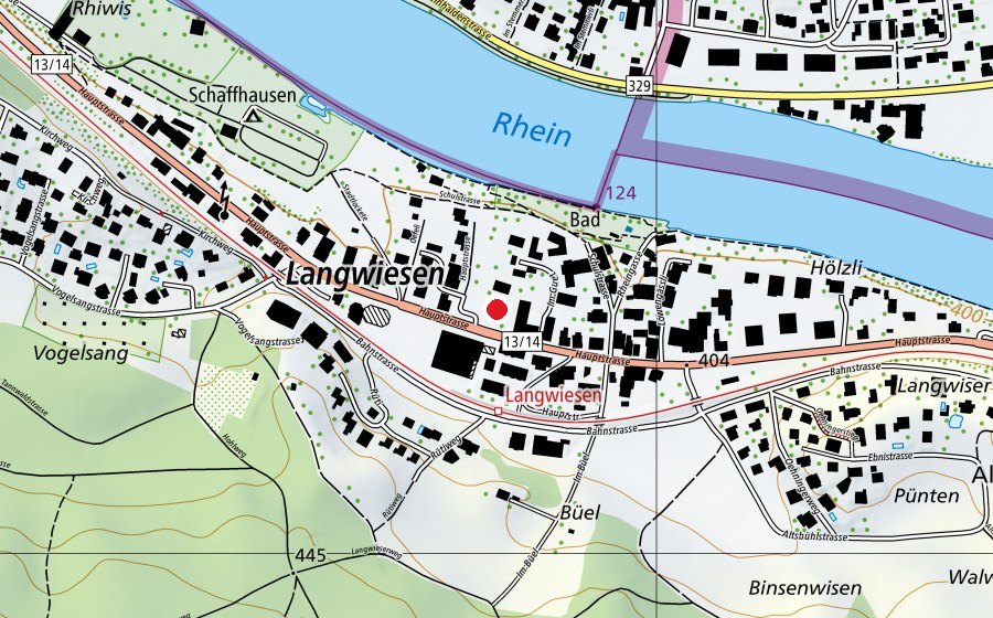 Carte indiquant l’emplacement de Schule Langwiesen (École)