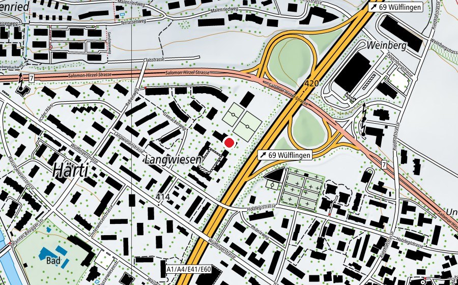 Mappa con la posizione di Schule Langwiesen (Scuola)