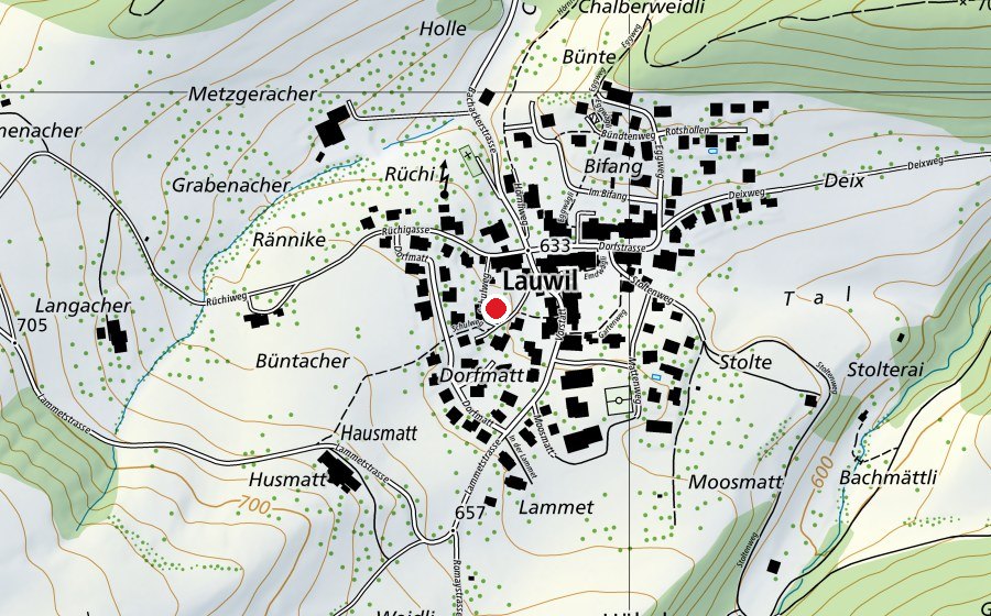 Map showing the location of Schule Lauwil (School)
