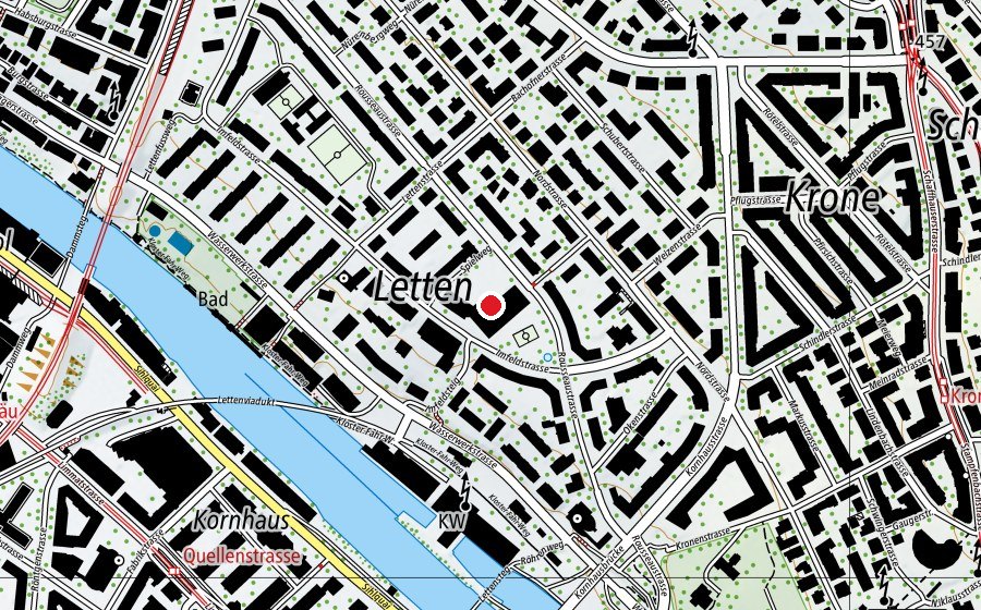Karte mit dem Standort von Schule Letten (Schule)