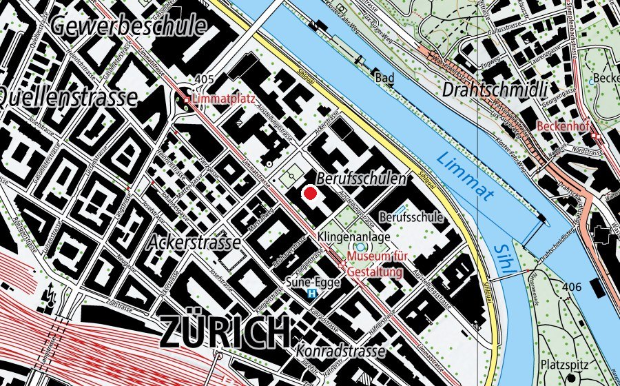 Map showing the location of Schule Limmat (School)