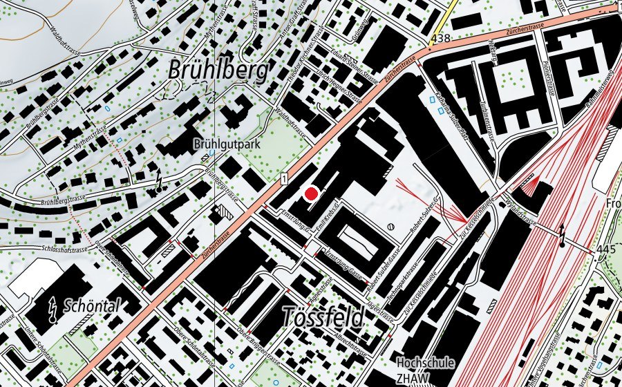 Map showing the location of Schule Lokstadt (School)