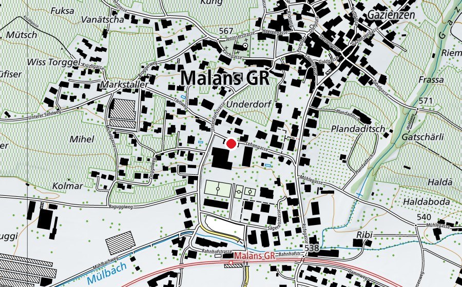 Map showing the location of Schule Malans (School)