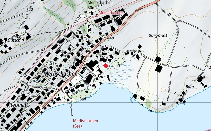 Karte mit dem Standort von Schule Merlischachen (Schule)